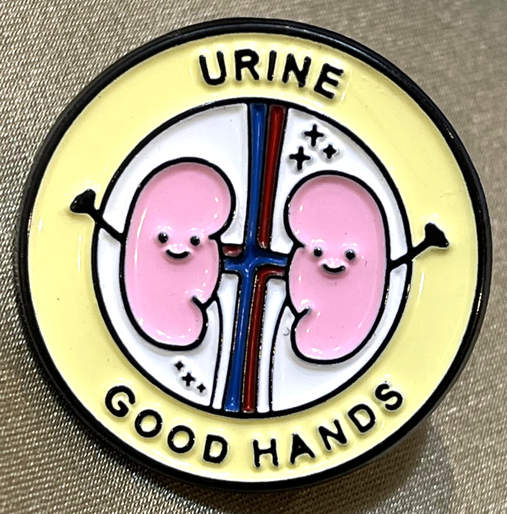 NWOT Urine Good Hands Kidney Lapel Pin Brooch Enamel Medical Doctor Nephrologist